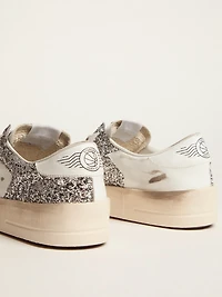 Women's Stardan white leather and glitter