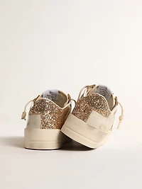 Women’s Stardan ecru nappa leather with gold glitter star and heel tab