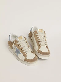 Stardan LTD white leather and tobacco suede with light blue star heel tab