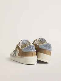 Stardan LTD white leather and tobacco suede with light blue star heel tab