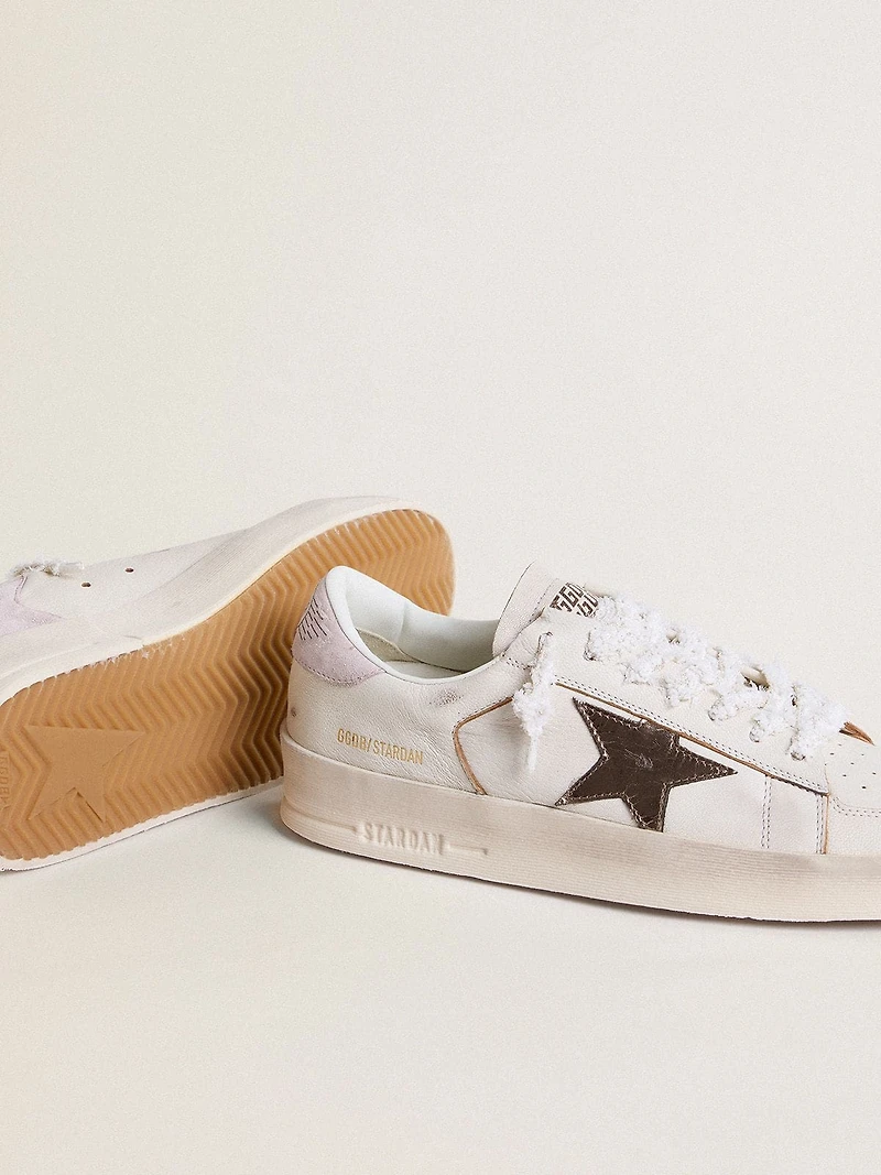 Stardan nappa leather with metallic silver star and pink suede heel tab