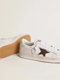 Stardan nappa leather with metallic silver star and pink suede heel tab