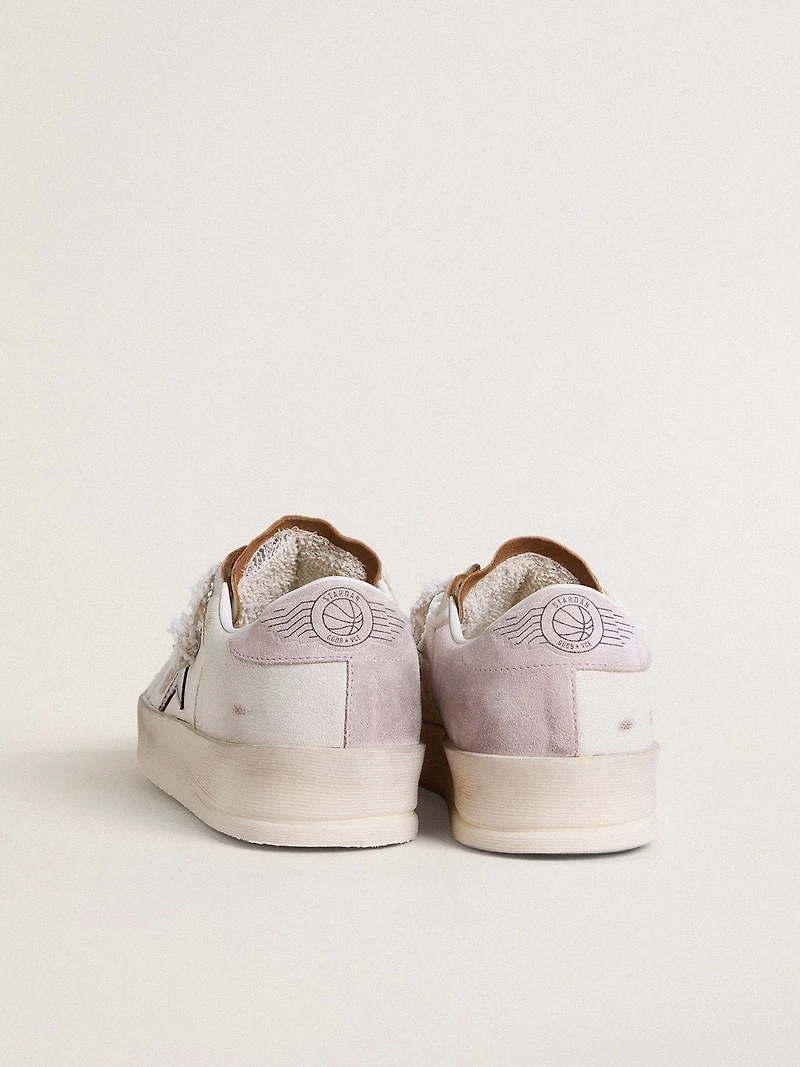Stardan nappa leather with metallic silver star and pink suede heel tab