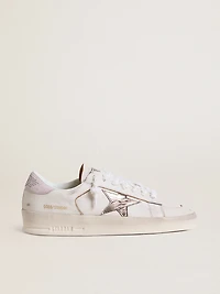 Stardan nappa leather with metallic silver star and pink suede heel tab