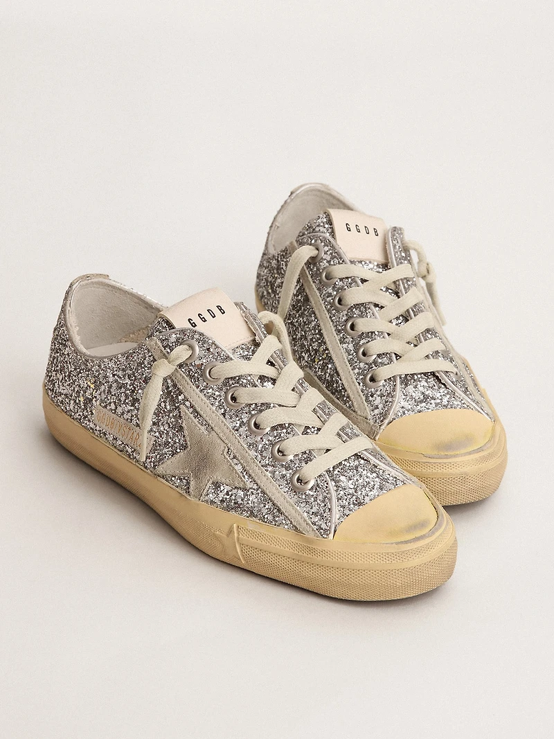 Women's V-Star LTD silver glitter with ice-gray suede star