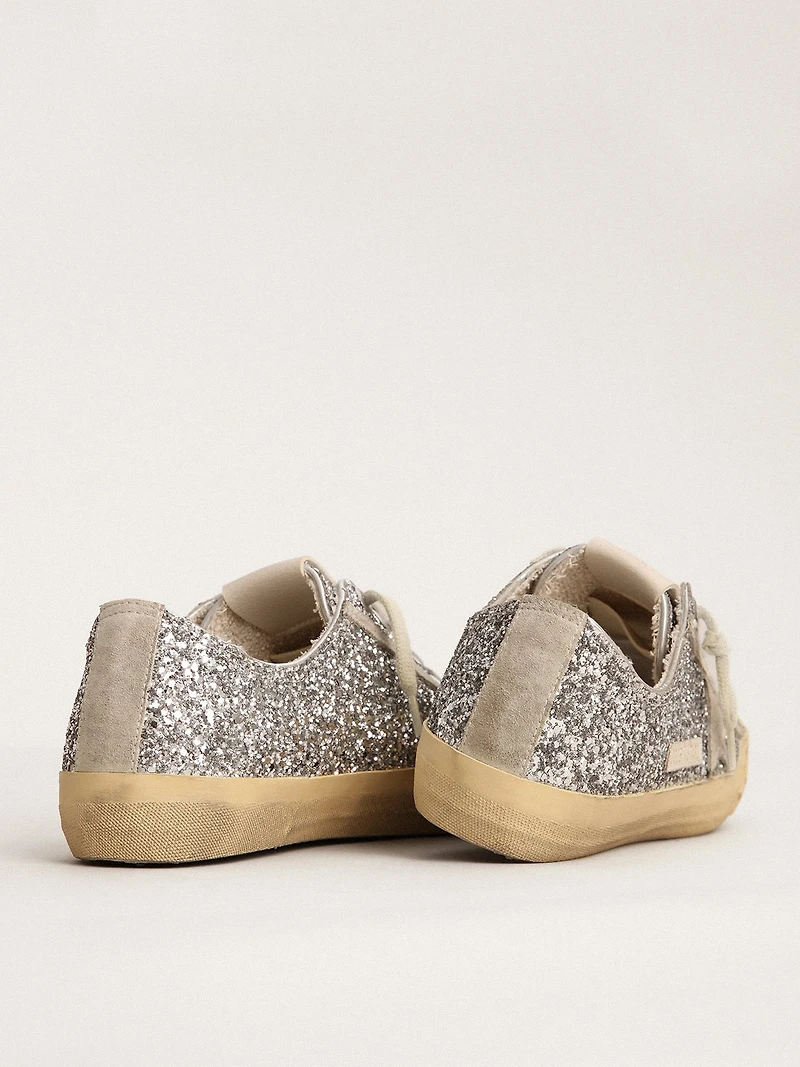 Women's V-Star LTD silver glitter with ice-gray suede star