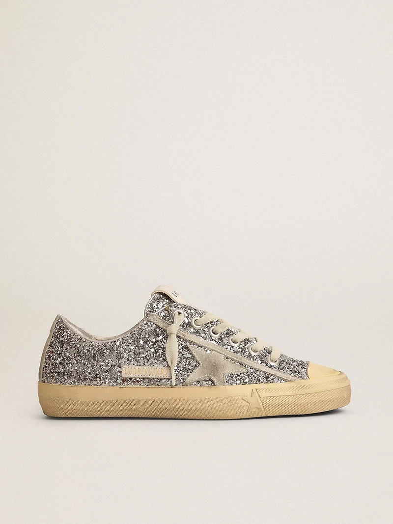Women's V-Star LTD silver glitter with ice-gray suede star