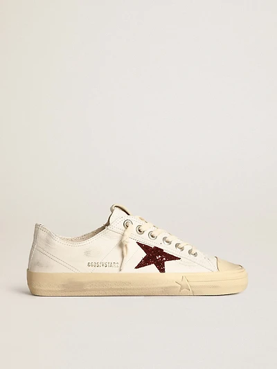 Women's V-Star white nappa with red glitter star