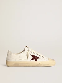 Women's V-Star in white nappa with red glitter star