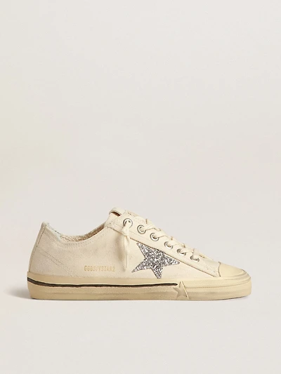 V-Star beige canvas with a silver glitter star