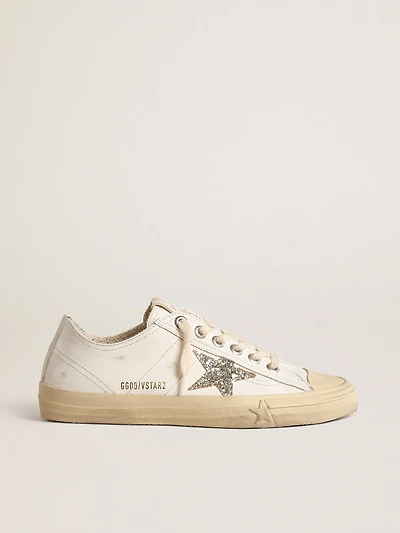 V-Star white leather with a platinum glitter star