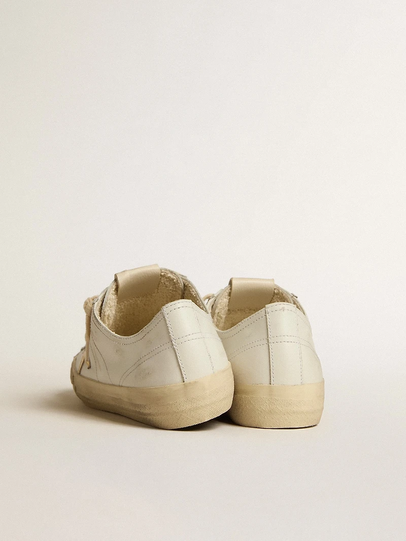 V-Star white leather with gold metallic star