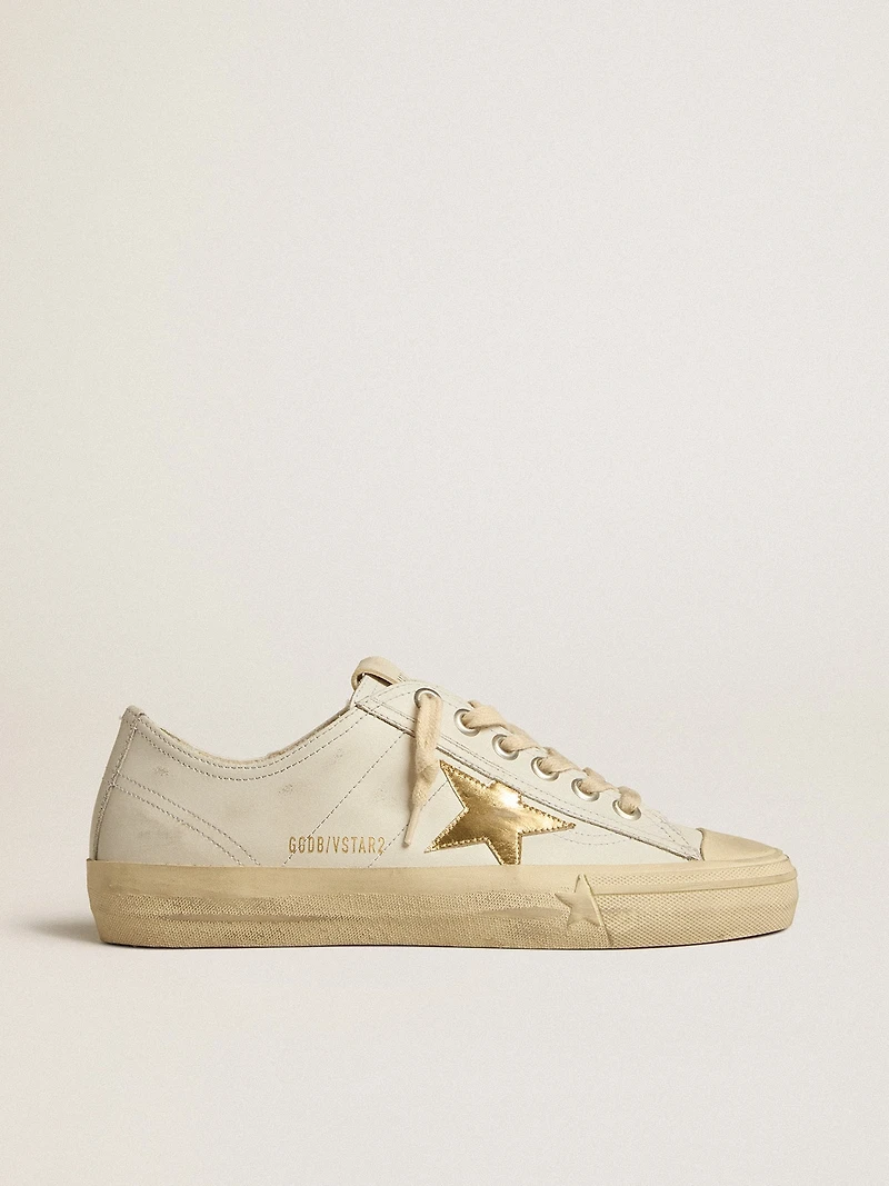 V-Star white leather with gold metallic star