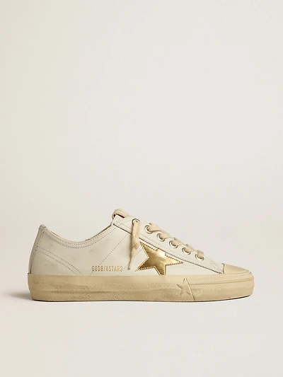 V-Star white leather with gold metallic star