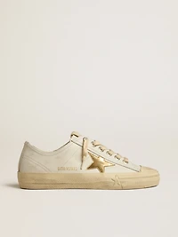 V-Star white leather with gold metallic star