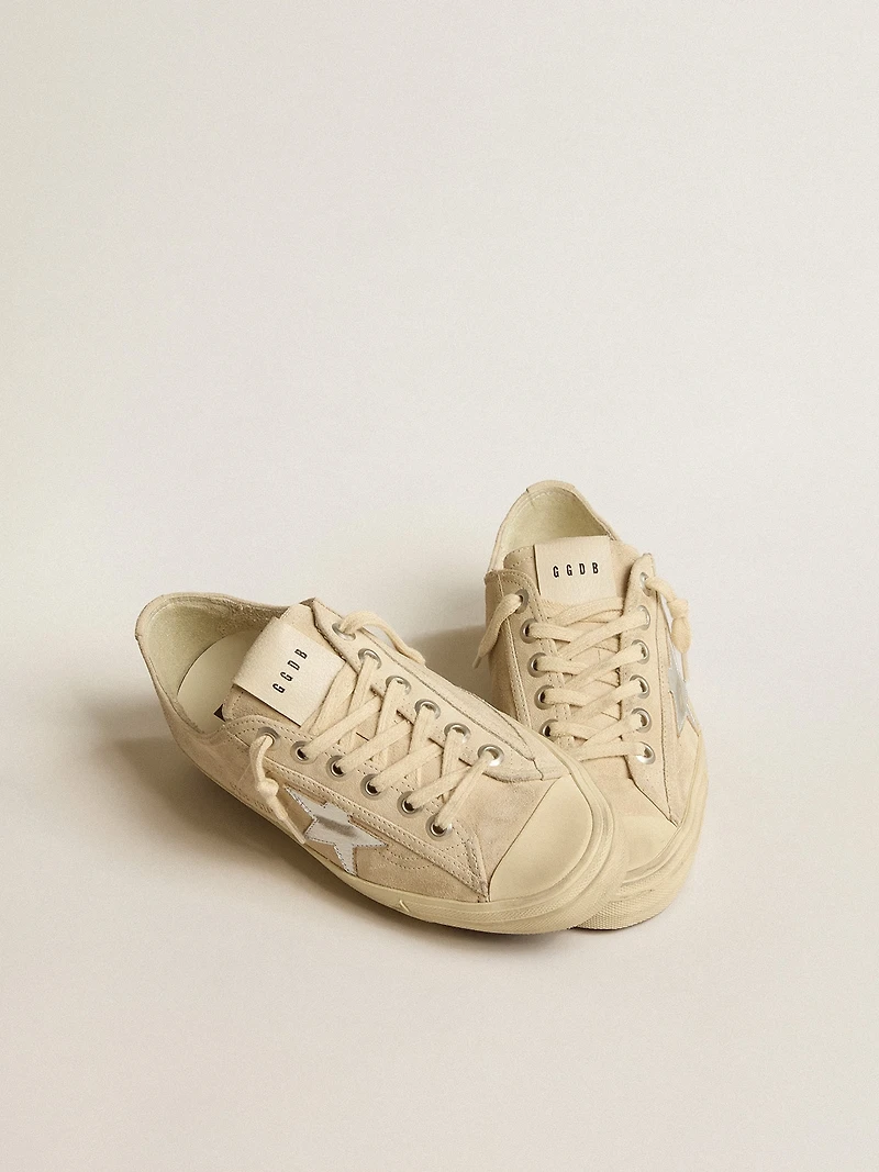 Women’s V-Star pearl suede with silver metallic leather star