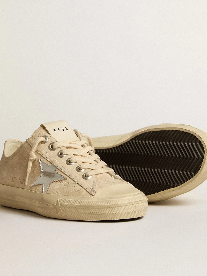 Women’s V-Star pearl suede with silver metallic leather star