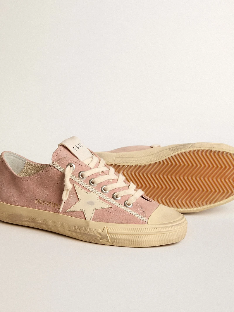 Women's V-Star pink suede with cream leather star