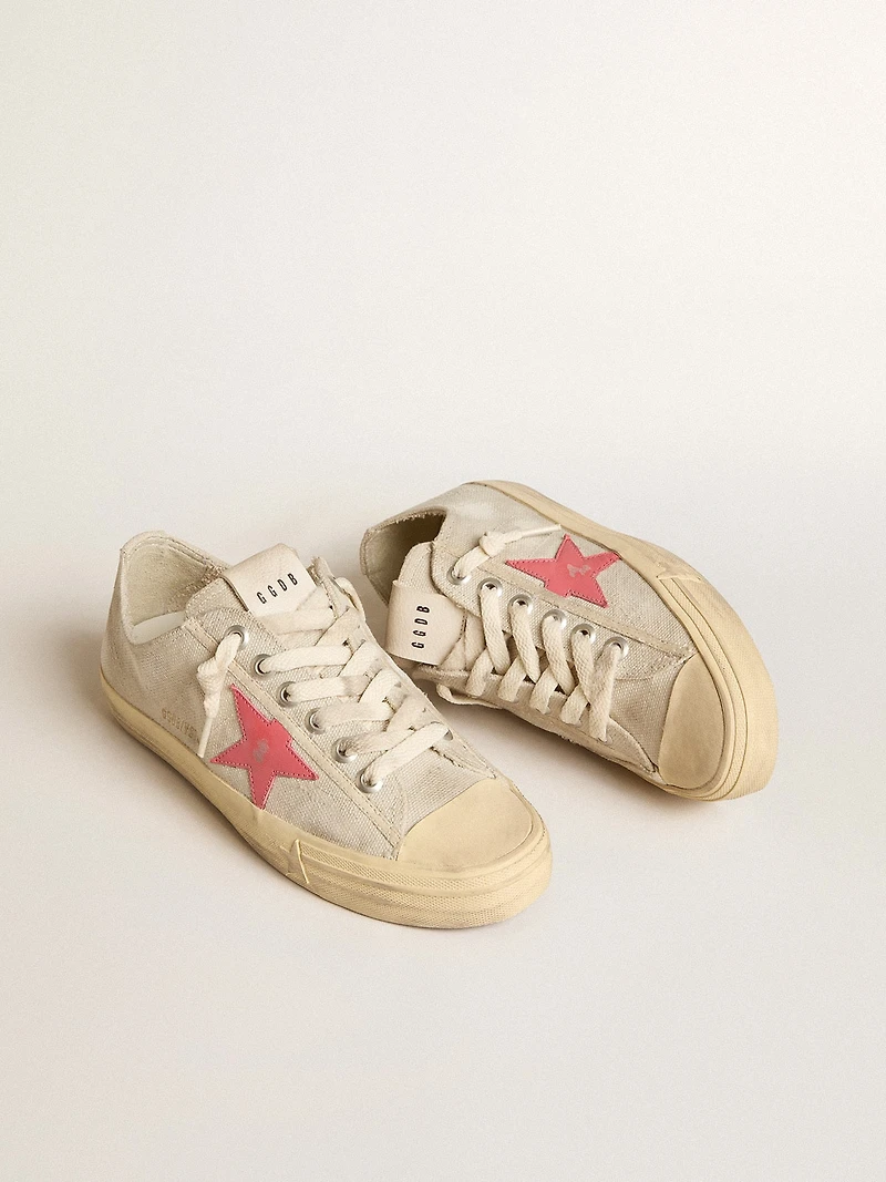 Women's V-Star light gray canvas with a red leather star