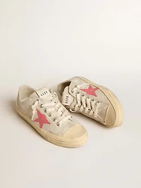 Women's V-Star light gray canvas with a red leather star