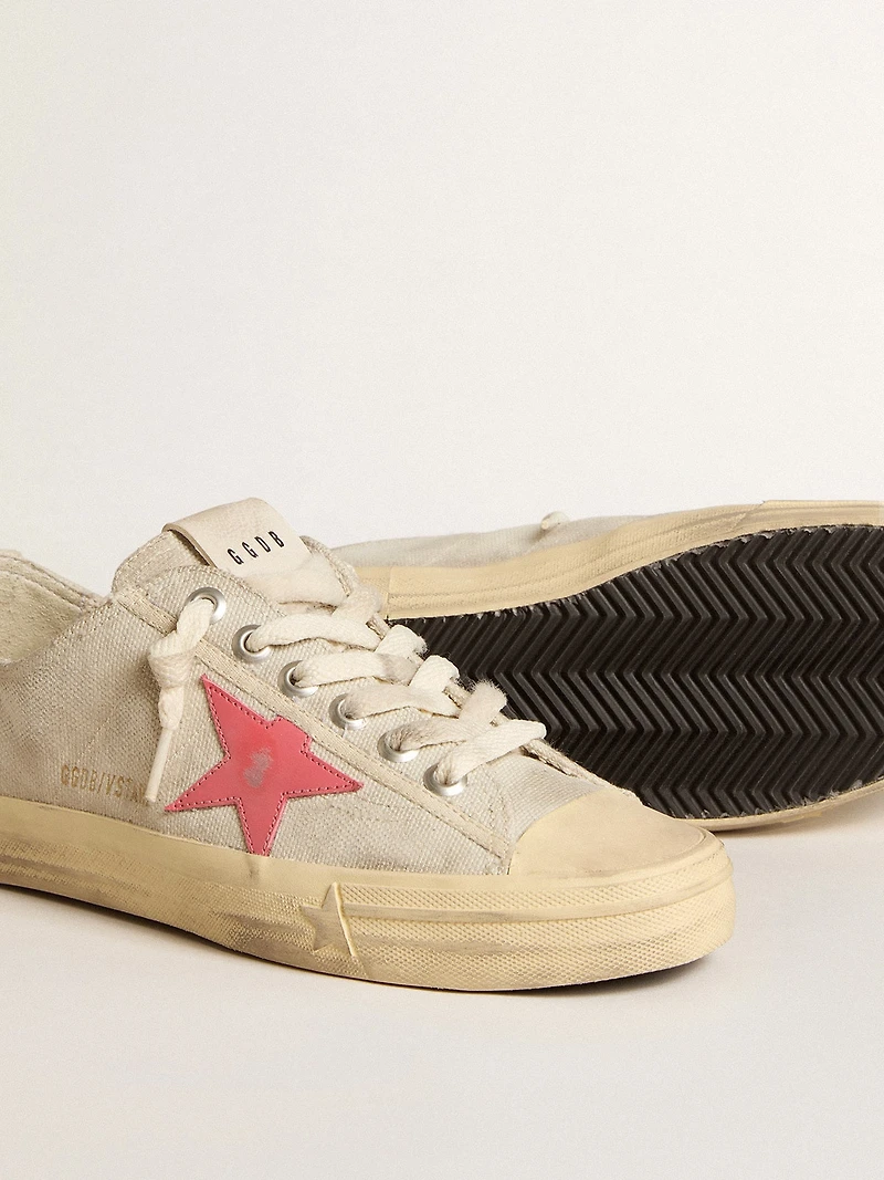 Women's V-Star light gray canvas with a red leather star