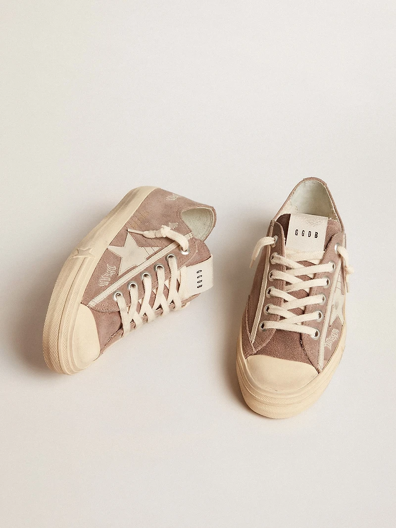 Women's V-Star dove-gray suede with light gray leather star