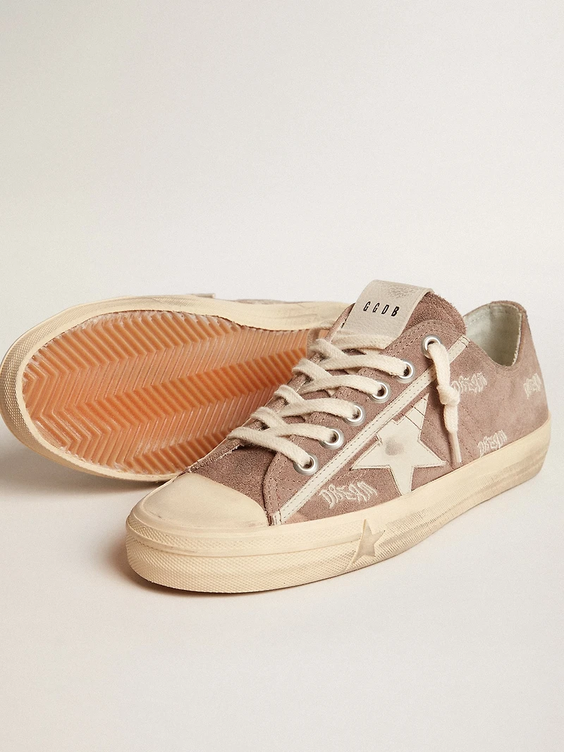 Women's V-Star dove-gray suede with light gray leather star