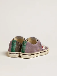 Women’s V-Star LAB in lilac leather and glitter with white star and silver glitter tongue