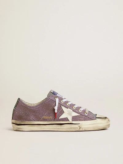 Women’s V-Star LAB lilac leather and glitter with white star silver tongue