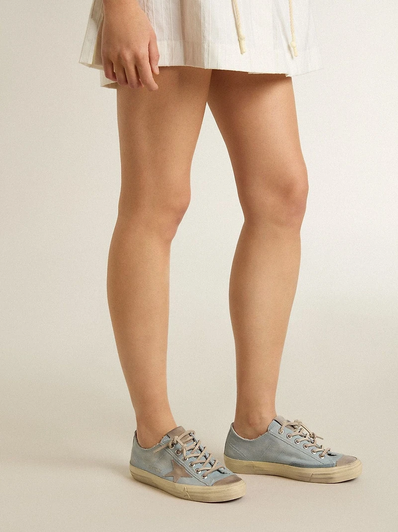 Women's V-Star light blue canvas with dove-gray leather star