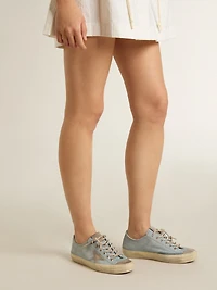 Women's V-Star light blue canvas with dove-gray leather star