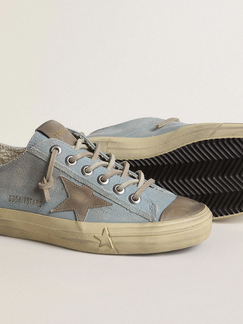 Women's V-Star light blue canvas with dove-gray leather star