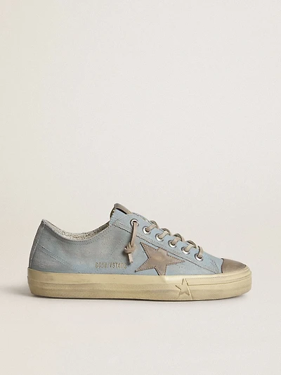Women's V-Star light blue canvas with dove-gray leather star