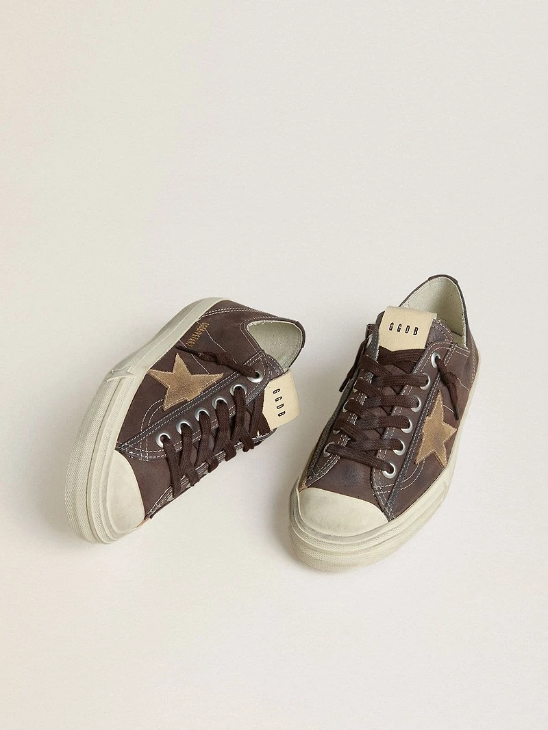 Women's V-Star brown nubuck with tobacco-colored suede star