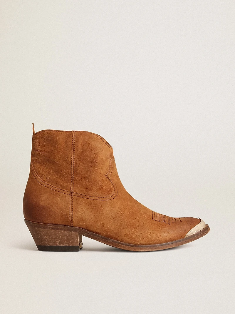 Young ankle boots cognac-colored suede