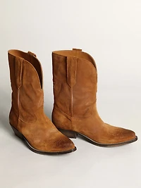 Women's low boots tobacco-colored suede with inlay star