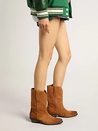 Women's low boots tobacco-colored suede with inlay star