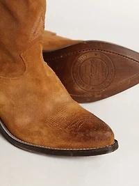Women's low boots tobacco-colored suede with inlay star