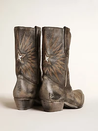 Women’s low Wish star boots black leather with silver