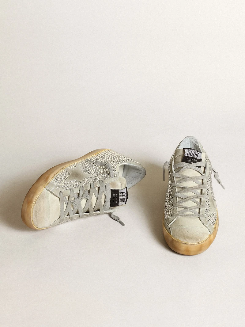 Women’s Super-Star aged white nubuck with Swarovski crystals