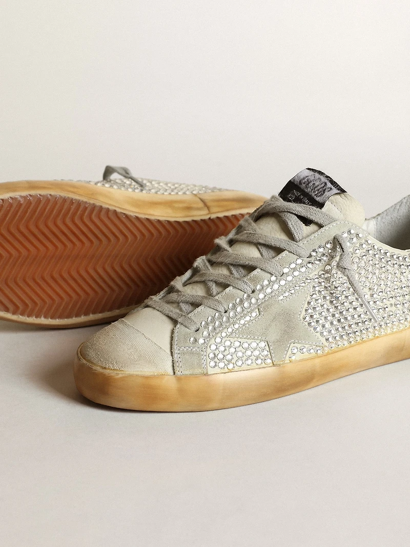 Women’s Super-Star aged white nubuck with Swarovski crystals