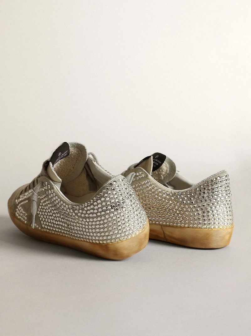 Women’s Super-Star aged white nubuck with Swarovski crystals