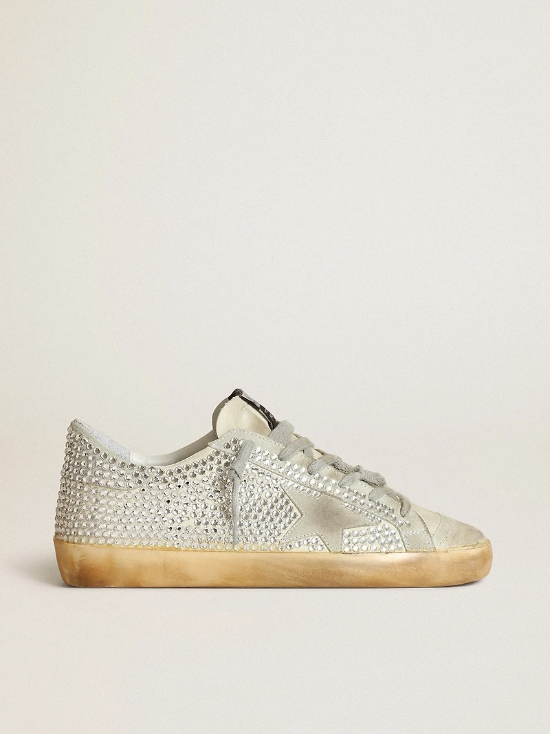 Women’s Super-Star aged white nubuck with Swarovski crystals