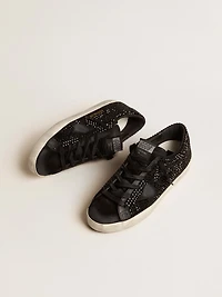 Super-Star black suede with Swarovski crystals and star