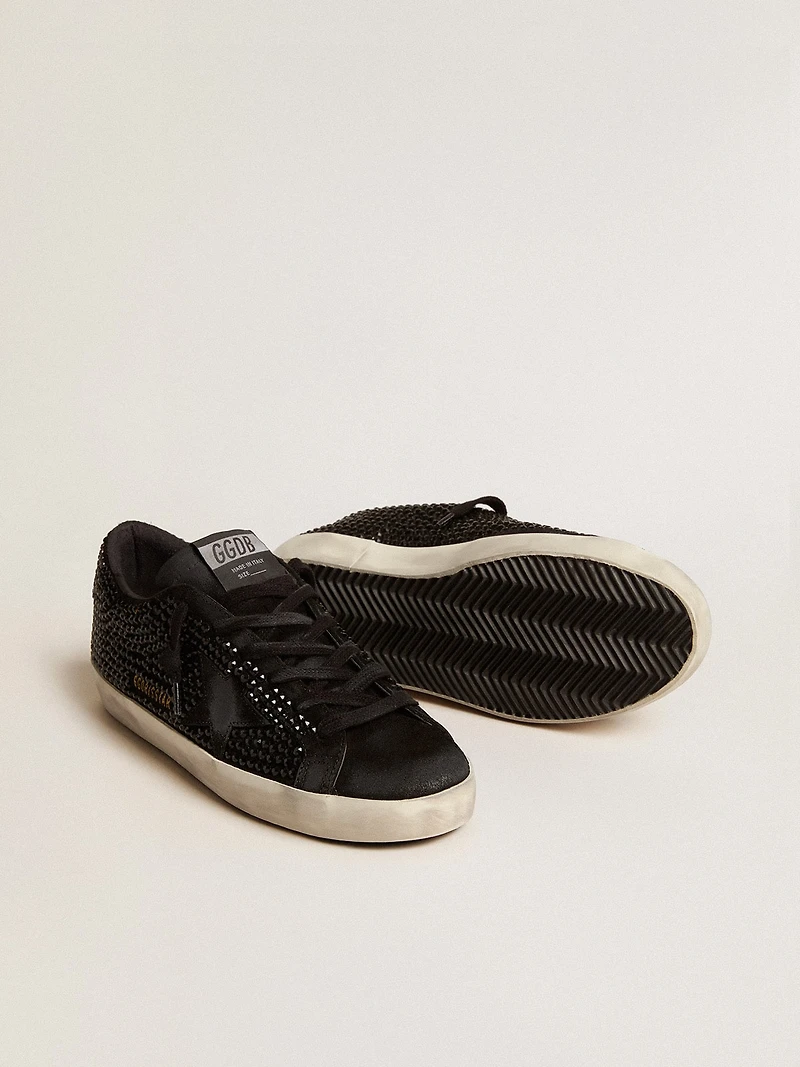 Super-Star black suede with Swarovski crystals and star