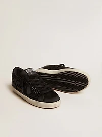 Super-Star black suede with Swarovski crystals and star