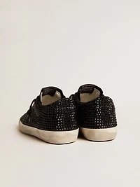 Super-Star black suede with Swarovski crystals and star