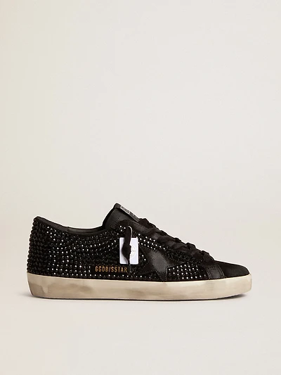Super-Star black suede with Swarovski crystals and star