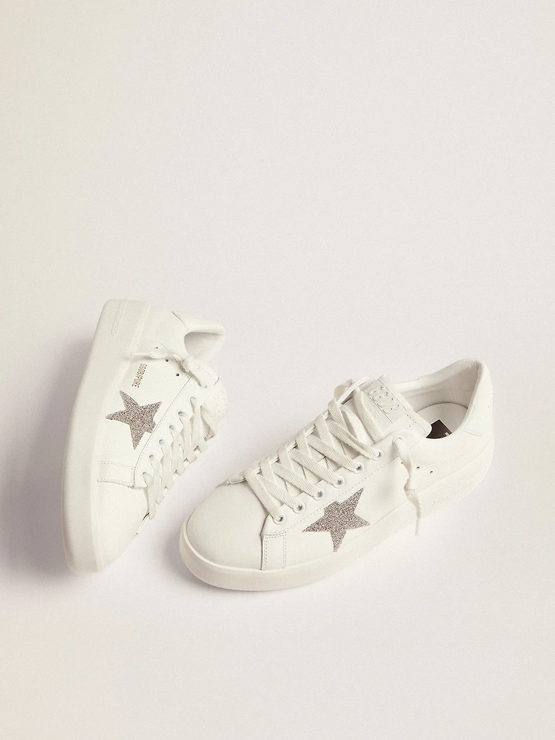 Women’s Purestar white leather with silver Swarovski crystal star