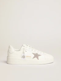 Women’s Purestar white leather with silver Swarovski crystal star